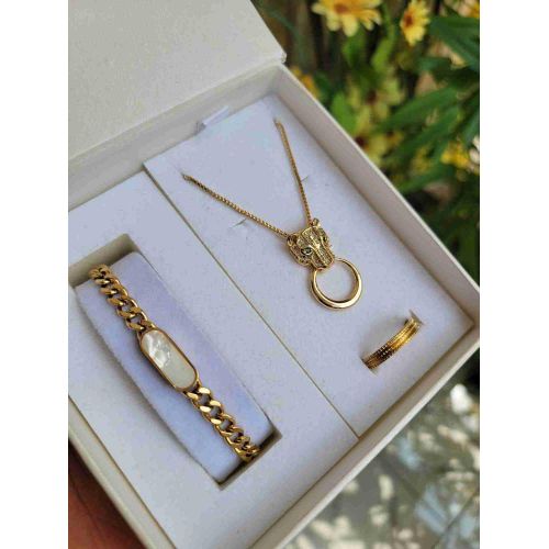 product_image_name-Fashion-Bijoux chaîne homme animal doré 3en1 chaîne bracelet et bague pendentif ensemble bijoux accessoire homme inox luxe mode stylé garçon cadeau Homme coffret cadeau anniversaire homme fête pères Saint Valentin Mariage amour cœur -1