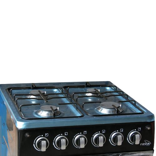 Fiesta Cuisinière A Gaz GRAND MODÈLE - Gazinière 4 Feux - 60 X 60cm - Four  Double Feu - Inox - Prix pas cher