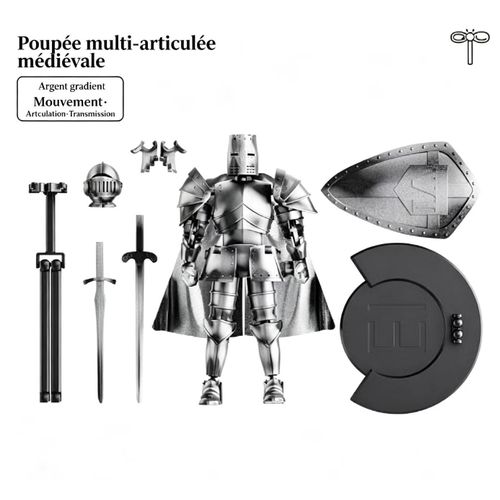 Generic Figurine Chevalier Médiéval Armure Articulée, Modèle avec Épée Bouclier Décoration Collection - image 3