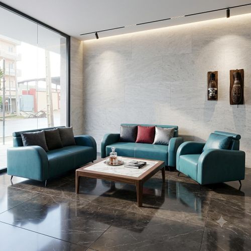 SIMO Fauteuil Salon Complet BM 6 Places en Similicuir Vert