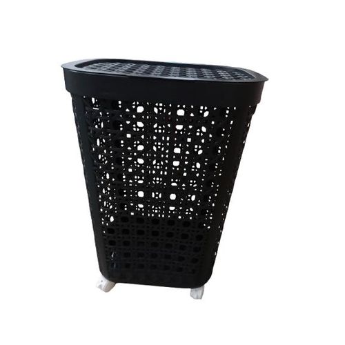 Generic Paniers à linge  avec roulettes résistances élégante Black 00