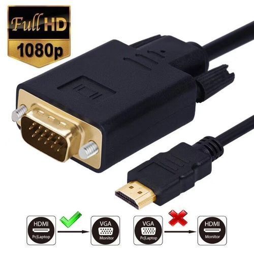 Câble adaptateur Hdmi vers Vga adaptateur Vga vers hdmi adaptateur D-sub  vers hdmi moniteur 15 broches adaptateur vers hdmi mâle vers vga mâle  connecteur cordon transmetteur unidirectionnel transmi