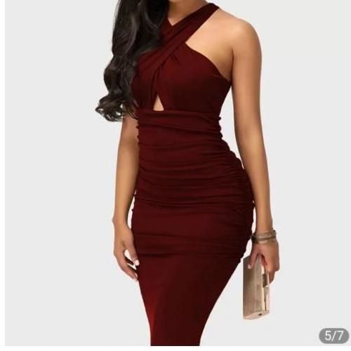 Fashion Robe Midi Sexy Super Styl e rouge Bordeau Prix pas cher