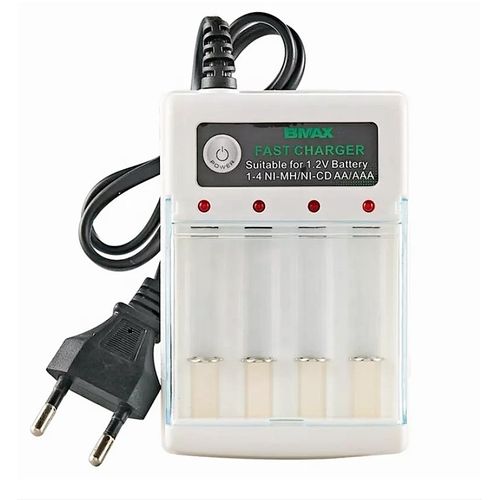 Chargeur Pour Piles Rechargeable - AC 220V Fiche Eu Avec Couvercle - Blanc