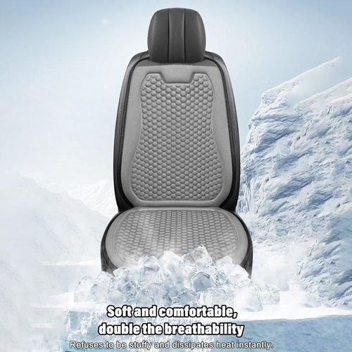 product_image_name-Generic-Coussin de siège d'auto simple avant rafraîchissant et lisse pour l'été avec dossier intégré, offrant un refroidissement instantané et du confort, et un dessous antidérapant pour un ajustement sécurisé - Gris-2