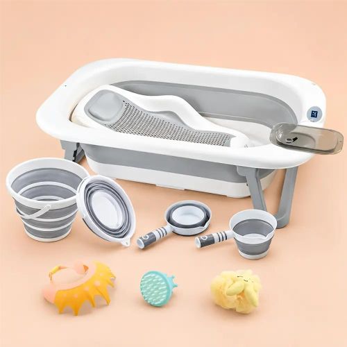 Generic Kit Baignoire Bébé Pliable 8 en 1 avec Thermomètre et Accessoires - image 2