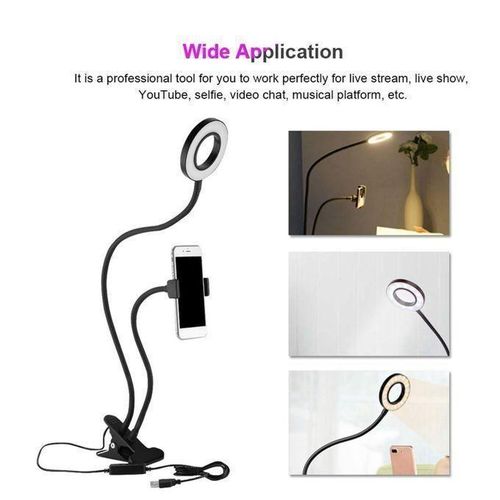 Generic Super Selfie Ring Light, Lampe De Caméra LED Rotation à 360 Degrés Avec 3 Modes D'éclairage - image 3