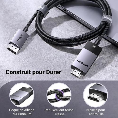 product_image_name-Ugreen-Cable Display Port Vers HDMI 8K 60hz / 4K 240Hz / - 200cm - DP115 80397 - 10173 --3