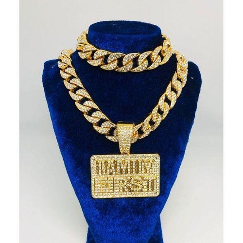 product_image_name-Generic-Chic Chaîne En Strass Or Chaîne Luxueuse Bling Médaillée-1