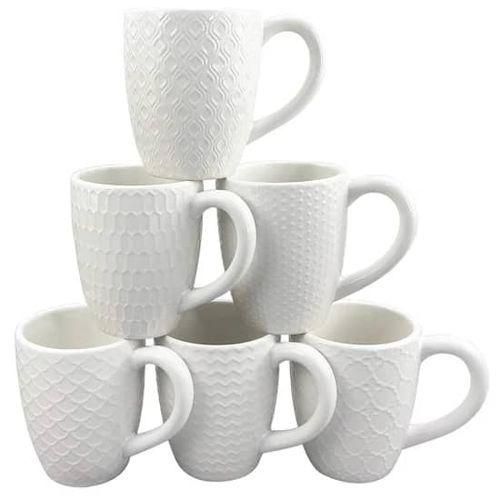 Generic Lot De 6 Tasses à Café En Céramique Blanche
