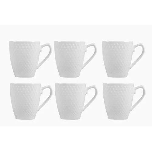 Generic Lot De 6 Tasses à Café En Céramique Blanche - image 3