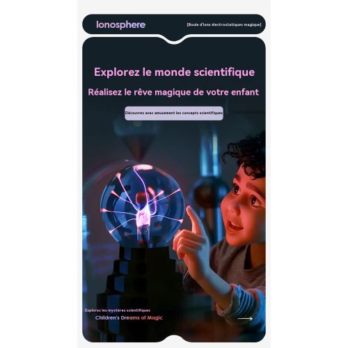 Generic Veilleuse de Chambre LED Créative Tactile USB - Lampe Décorative Globe Plasma pour Ambiance Nuit - image 2