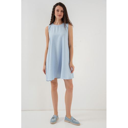 Bigdart Robe Courte En Lin 2444 - Bleu Clair - image 2