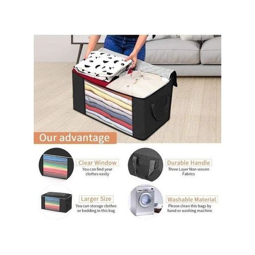 product_image_name-Fashion-Sacs De Rangement Zippés Pour Vêtements, Organiseur Sous Le Lit -Noir-1