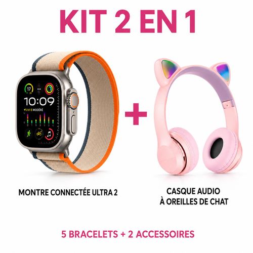 Generic  Kit montre connectée Ultra 2 avec casque Bluetooth