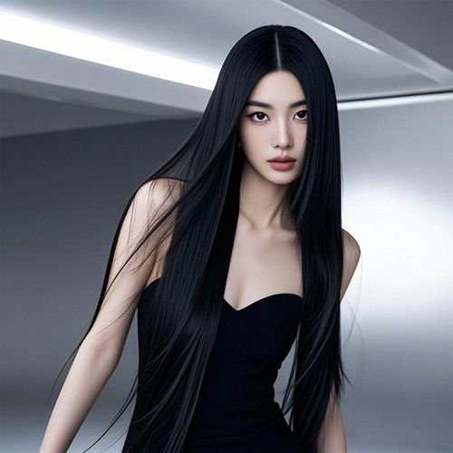 product_image_name-Generic-Perruque femme longue et lisse, noire, coupe au milieu de 34 pouces, en fibres synthétiques résistantes à la chaleur ...-5