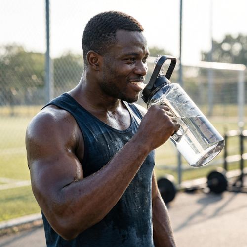 product_image_name-Generic-Tasse d'eau de grande capacité de trois pièces, bouilloire de sport portable avec paille, noir, capacité 2000ml, 900ml, 300ml gourde  Gris-2