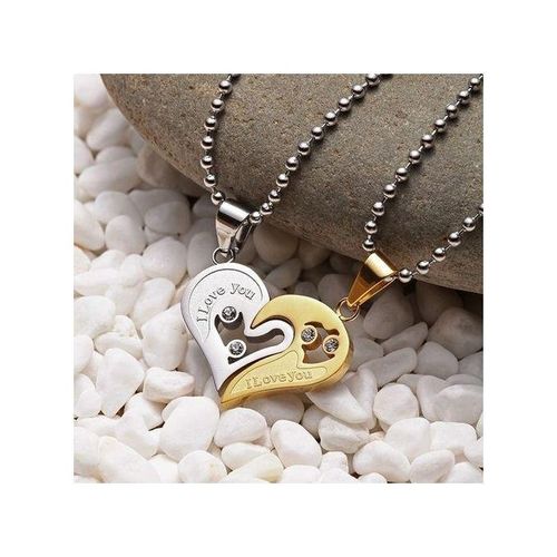 Generic   Collier A Pendentif Cœur Pour Couples - Or / Argent - image 2