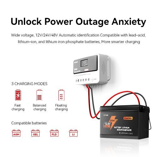 Generic Régulateur solaire PV 40A, régulateur de charge et de décharge pour panneau solaire - image 2
