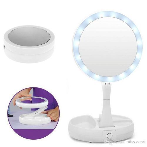 Miroir De Maquillage Avec Lumières Led Grossissement 2-3X Pliable 3  Rotation 270° Coiffeuse De Chambre À Coucher Miroir Debou[H1824] -  Cdiscount Maison