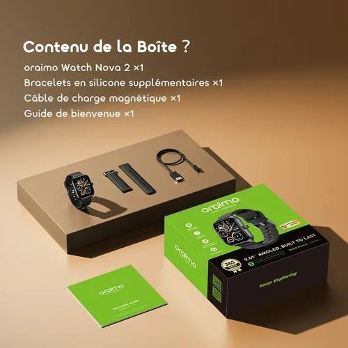 Oraimo Watch Nova 2 Montre connectée à écran tactile incurvé AMOLED IP68 de 2,01 pouces - image 8