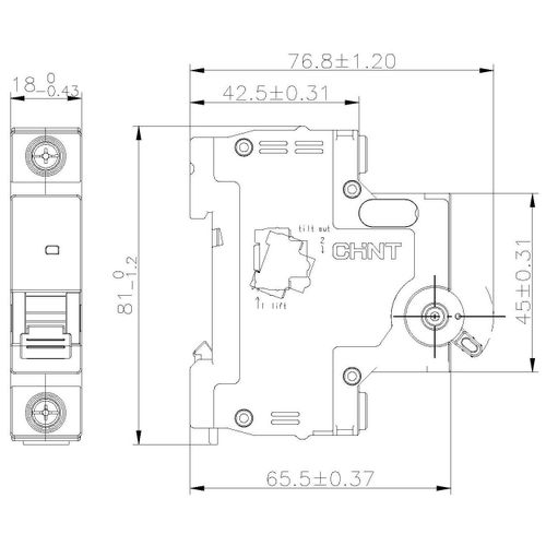 Chint Disjoncteur modulaire sans protection différentielle, NXB-63 1P - image 3