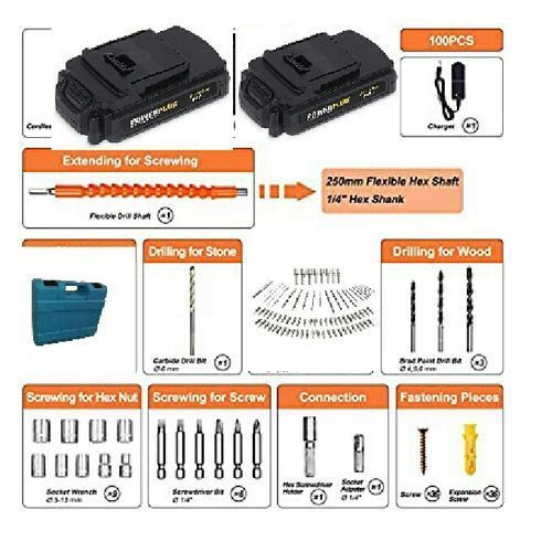 product_image_name-Generic-Perceuse Visseuse Sans Fil 18V Avec 2 Batteries+24 Accessoires Mod2-2