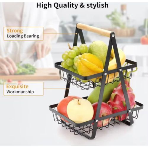 product_image_name-Generic-Panier à Fruits 2 Étages en Métal – Support Rectangulaire Détachable avec Poignée en Bois-5