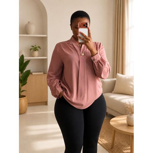 Mode Chemisier Femme Chic Rose Manches Longues