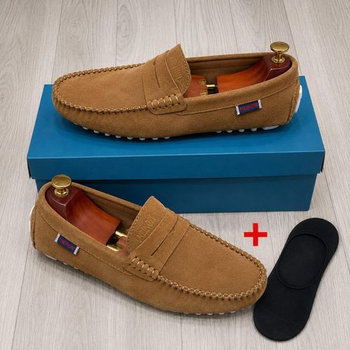 Geogra Chaussures Homme en Daim + 1 Chaussette Offerte