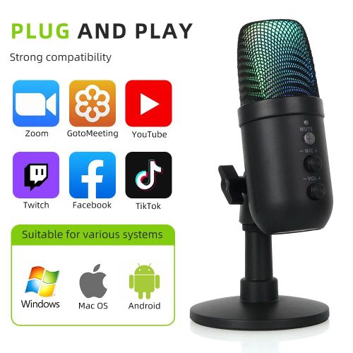 Generic Microphone Condensateur USB avec Éclairage RGB