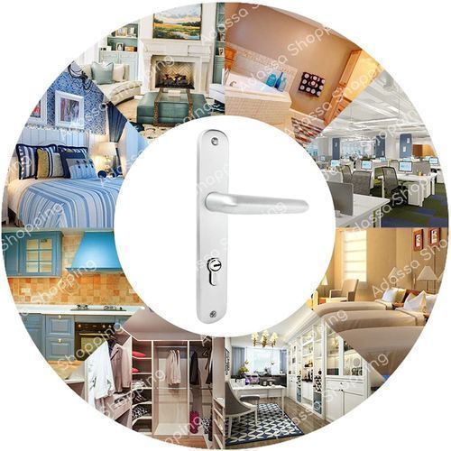 product_image_name-Generic-Ensemble Poignée De Porte + Serrure Encastrable  De Serrure Avec 5 Clés - Argent-5