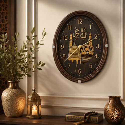 Generic Horloge murale ronde décorative – Effet bois marron - image 2