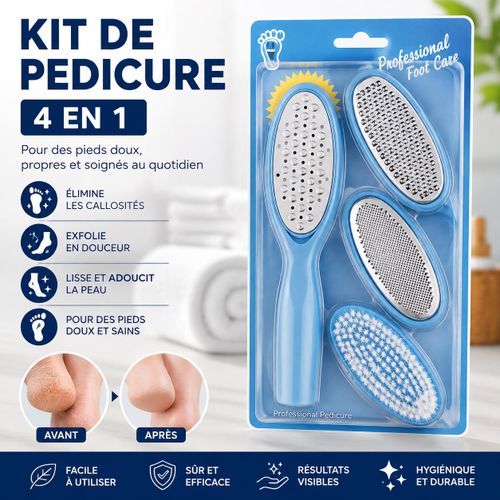 Generic Set de soins pour pieds 4 en 1 – Lime, râpe exfoliante et brosse