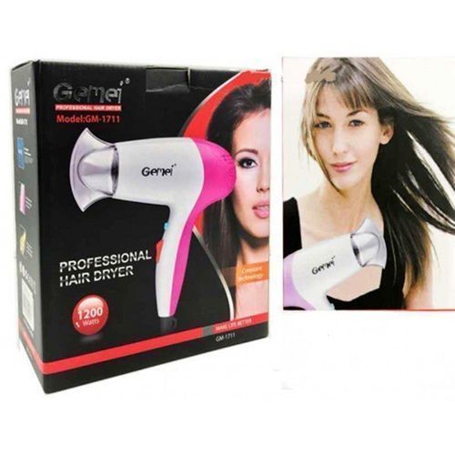 Gemei Sèche-Cheveux Professionnel Gemei - GM-1711 - 1200W - Blanc/Rose - image 2