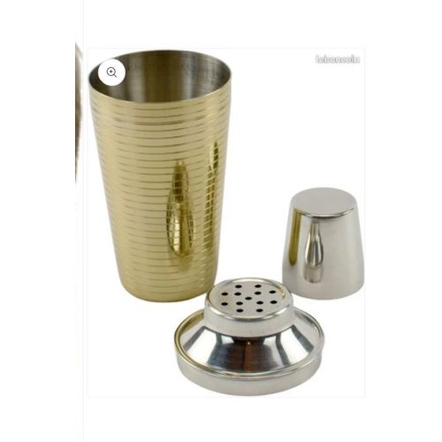 Generic Shaker à Cocktail 500 ml en Acier Inoxydable Doré Rayé