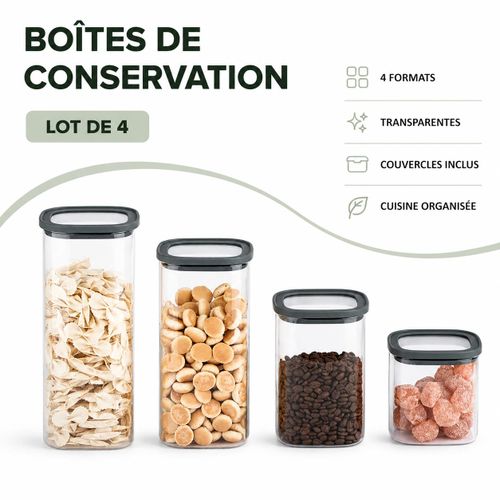 Generic Lot de 4 Boîtes de Conservation Hermétiques Transparentes