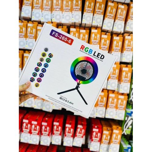 product_image_name-Generic-Ring Light ventilateur LED RGB Multicolore Avec Deux Trépied - Idéal pour Vos tournages, appels vidéo, lives TikTok, Instagram ou YouTube.-2