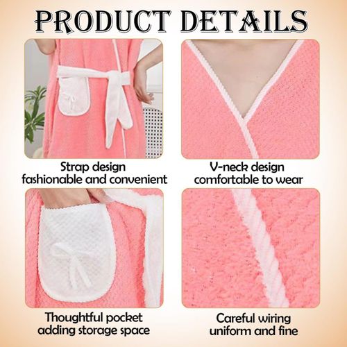 product_image_name-Generic-Peignoir sans manches à séchage rapide pour femme - serviette de bain - absorbantes - serviette de bain en coton - serviette - serviette de bain pour bebe - serviette pour bebe - Rose-3