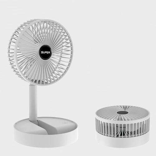 product_image_name-Generic-Mini Ventilateur De Sol Télescopique Pliant - Ventilateur Rechargeable USB-Blanc-1