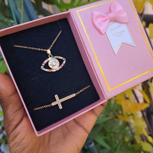 product_image_name-Fashion-Bijoux chaîne femme fatima doré 2en1 chaîne bracelet pendentif ensemble bijoux accessoire femme inox luxe mode stylé femme cadeau femme coffret cadeau anniversaire femme fête mere Saint Valentin Mariage amour cœur -1