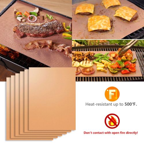 Tapis de grille pour barbecue,anti-adhésif réutilisable et résistant à la  chaleur BBQ four Tapis de cuisson [5PCS]