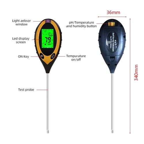 Sonde/Testeur de pH Mètre et d'Humidité du sol Digital 4 en1 (KC-300)
