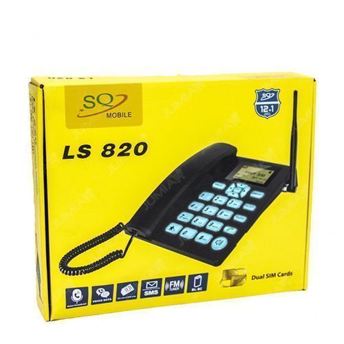 SQ Mobile SQ LS 820 – Téléphone fixe sans fil – Double SIM – GSM 900 /  1800MHZ – FM Radio – Batterie de qualité forte – Blanc