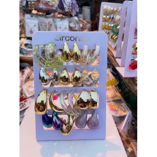 product_image_name-Fashion-Pack de 12 Paires de Créoles Épaisses Couleurs Éclatantes & Dégradés - multicolores -1