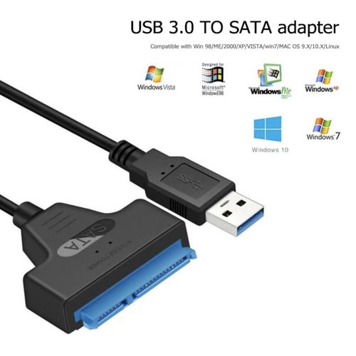 Generic Adaptateur USB 3.0 SATA Pour Disque Dur & SSD SATA 2.5 - Noir -  Prix pas cher