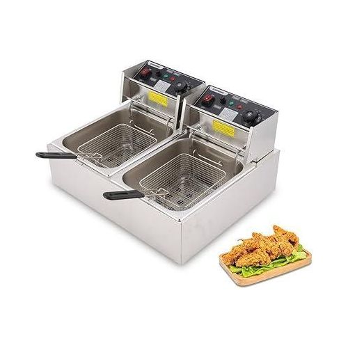 product_image_name-Boma-Friteuse électrique professionnelle 12L  En acier inoxydable, couvercle, thermostat réglable et filtration d'huile Idéale pour frites, beignets, poulet, chips - Argenté-2