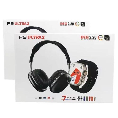Generic Pack Casque Bluetooth + Montre Connectée PS Ultra 2 avec des Bracelets - image 3