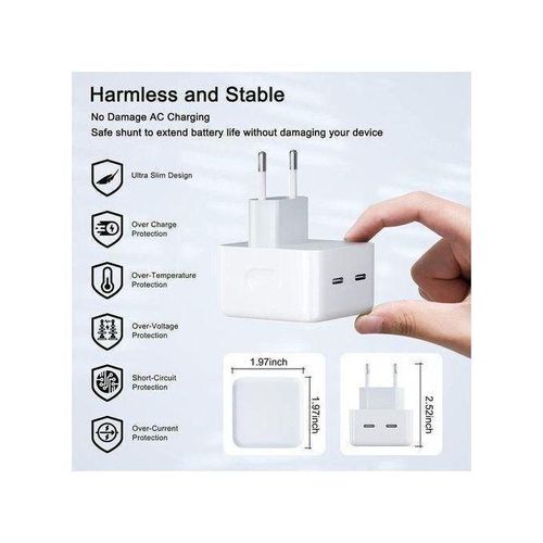 Generic Chargeur Compatible IPhone 35W à Double Port USB-C : 2 Ports C Pour IPhone 11/12/13/14/15... - image 4