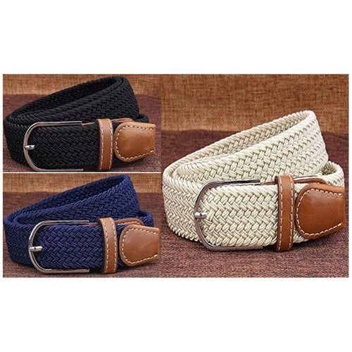 Generic Ceinture stretch 3 pieces elastique tressee extensible sans trou pour homme et femme Bleu Noir et Kaki Prix pas cher Jumia CI
